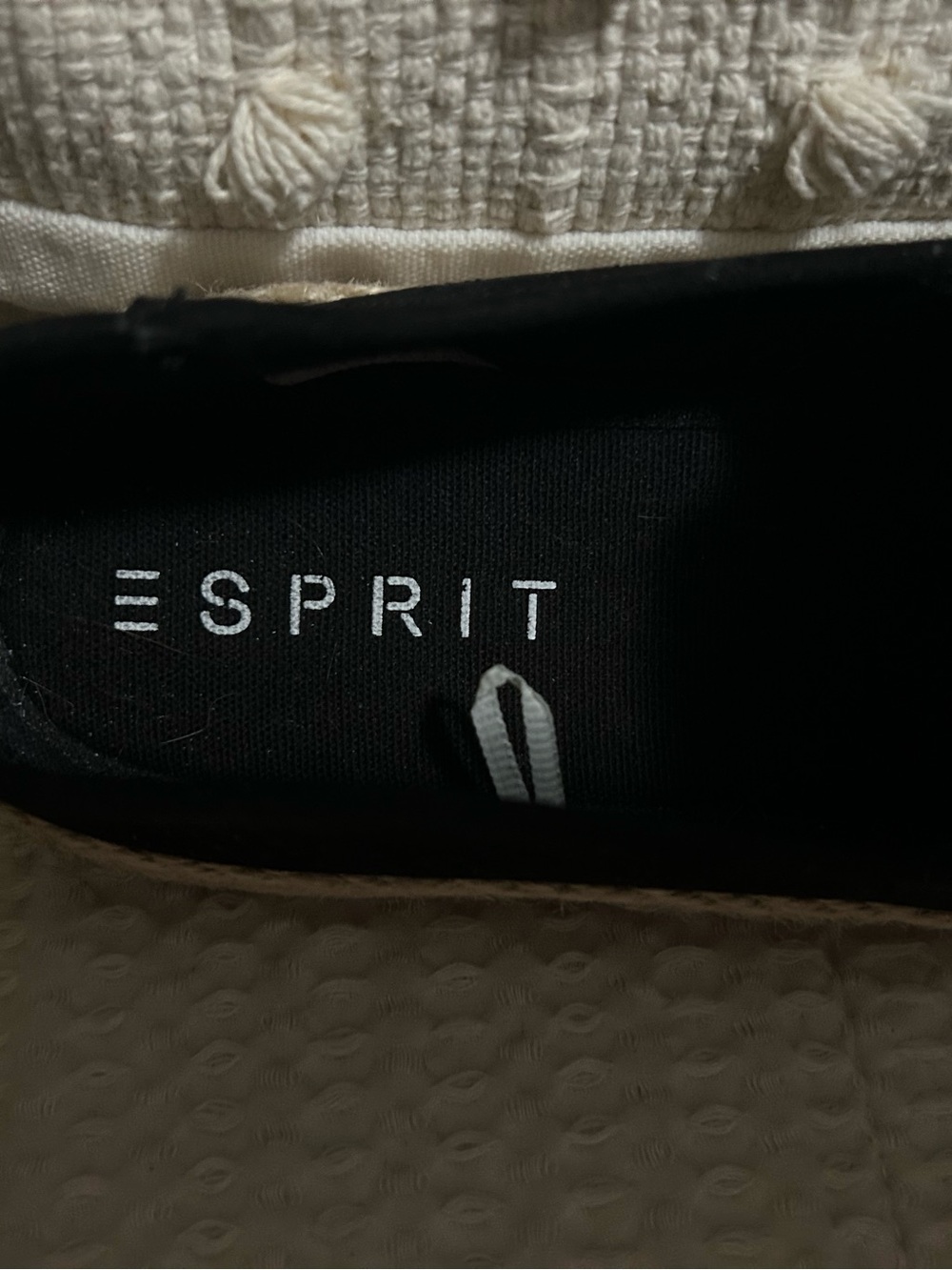 Esprit Black Perforated Slip-On Espadrilles with Jute Trim - Picture 7 of 7
